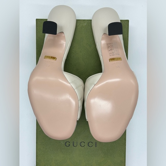 Gucci Marmont GG Padded Chevron Matelasse Leather Mule Heel Sandal Size EU 38 - Picture 12 of 12